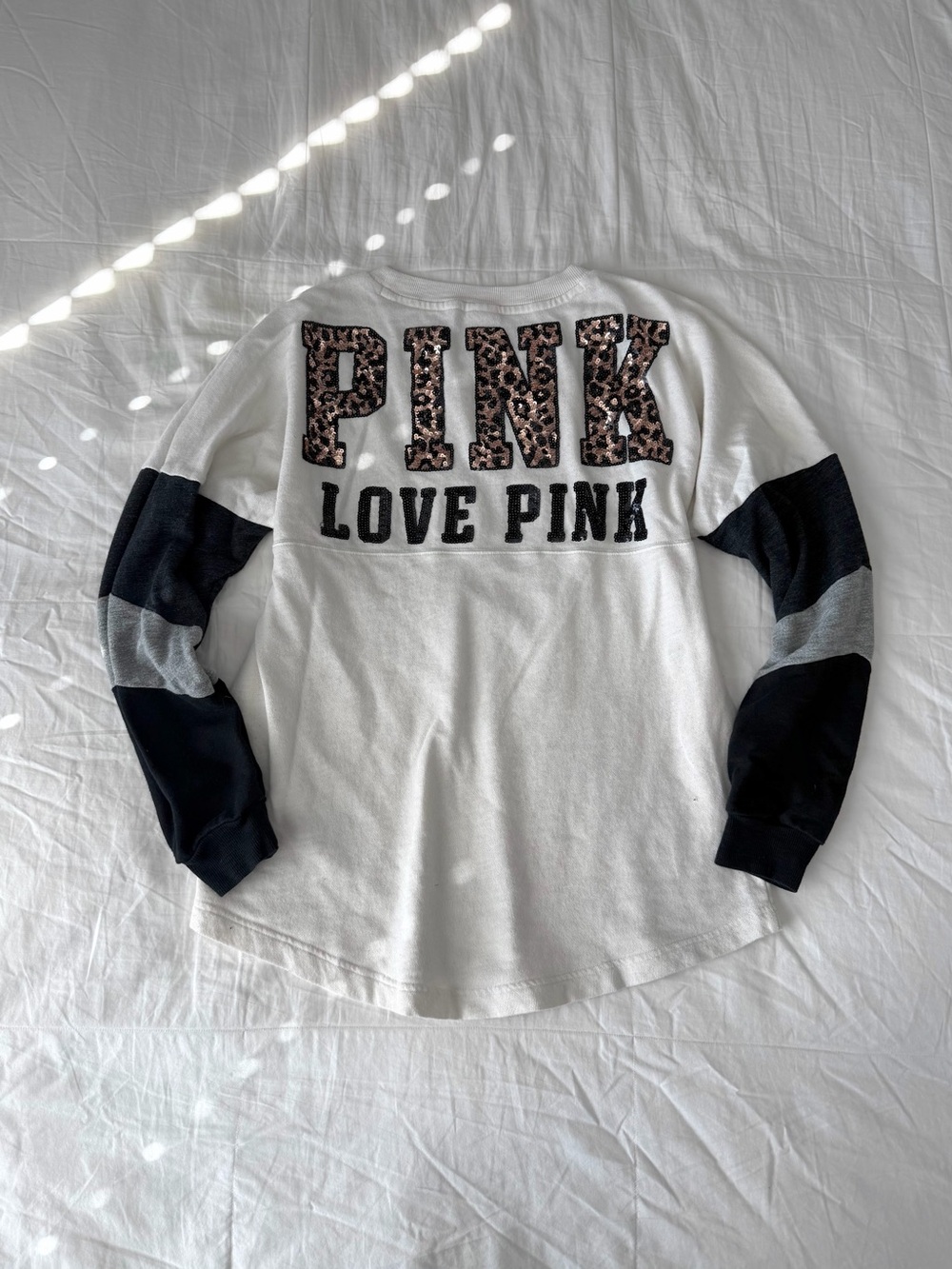 Victoria’s Secret PINK Leopard Print Sequin Campus Crewneck Size S